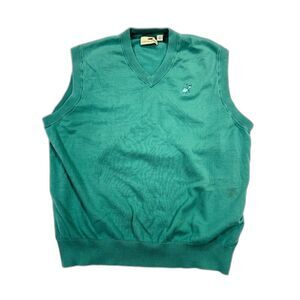 Alister MacKenzie Men’s Golf V-Neck Sweater Vest Green Pima Cotton Turtle Logo M